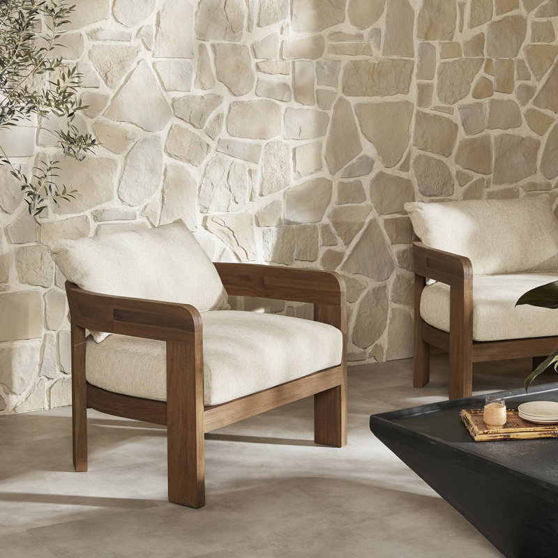 Chapman Outdoor Teak Lounge Chair, Beige