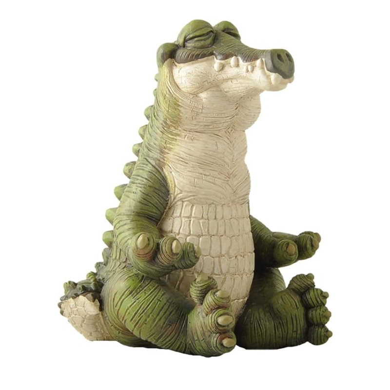 Statue fantaisiste de jardin de Bouddha en alligator - décor hilarant