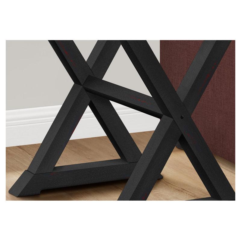 Table d'appoint noire, table de bout carrée avec base à tréteaux en bois massif, table d'appoint polyvalente pour le salon, table de chevet transitionnelle pour la chambre à coucher