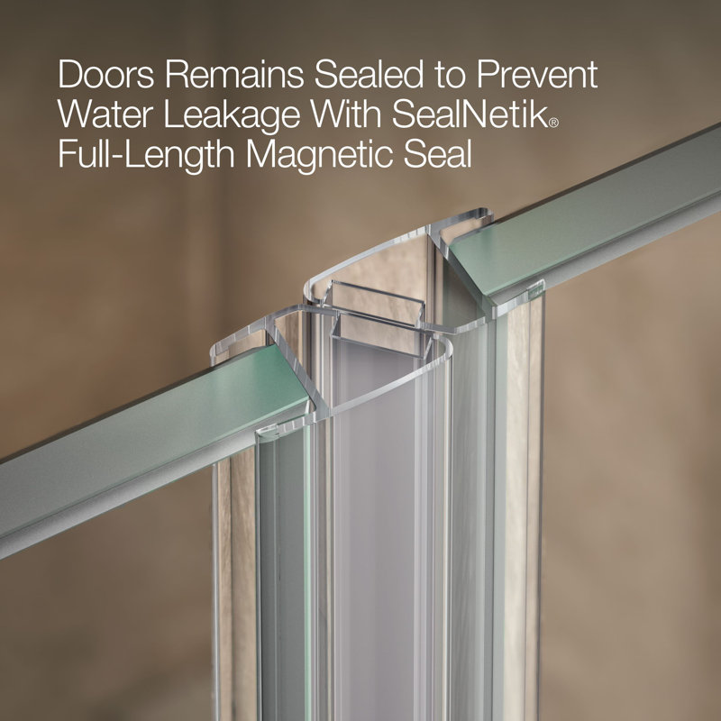Components 33-5/8-In34-3/8-In W X 71-1/2-In H Frameless Pivot Shower Door With 3/8-In Crystal Clear Glass And Back-To-Back Vertical Door Pulls
