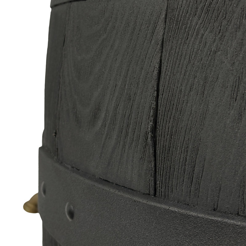 Baril d'eau de pluie 50 gallons Heritage avec détails en bois fabriqués à la main et dessus de jardinière, Black