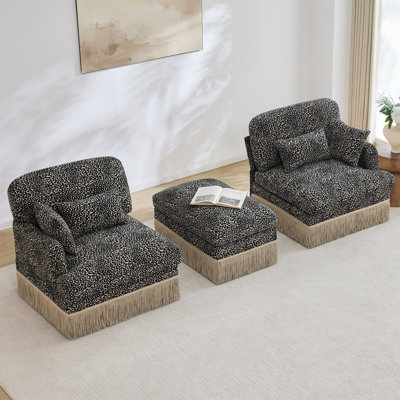 Comfy Chenille Leopard Printing Loveseat Sofa