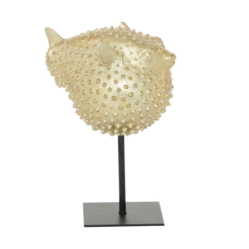 Sculpture décorative dorée en polyrésine Andice, H 9 po x l 13,78 po x P 5,15 po