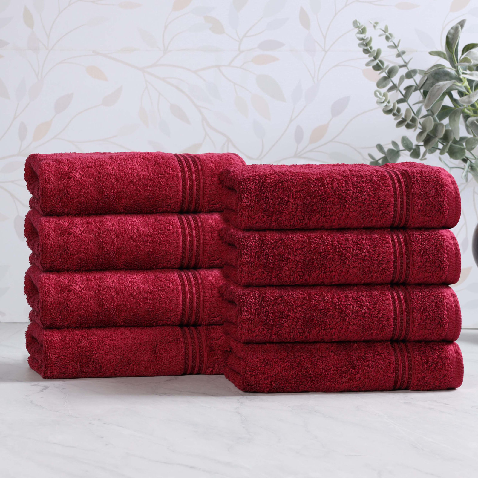 Oleg Egyptian Cotton Hand Towel Set, Burgundy