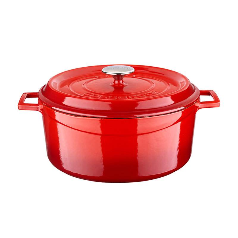Casserole en fonte émaillée lave 7 pte Série Round Edition avec couvercle tendance, Rouge