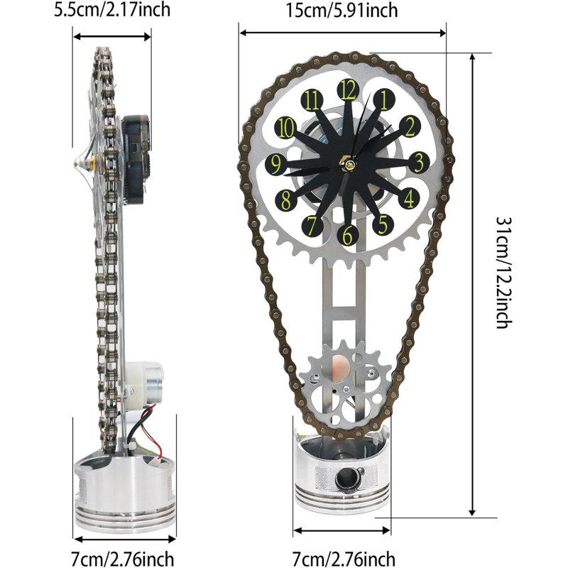 Metal Version Rotating Gear Clock