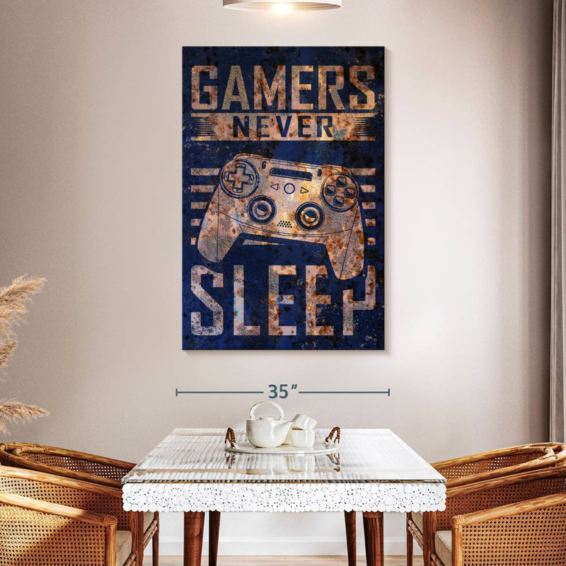 Senne Gamers Never Sleep Typography, 51" H x 34" W