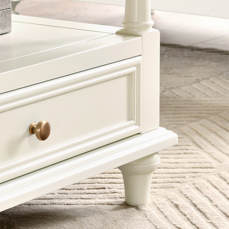 Table basse élégante de style américain, H 19,69 po x l 47,24 po x P 27,56 po, Crème, crème