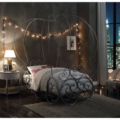 Priya  Silver Finish Twin Bed W/Canopy