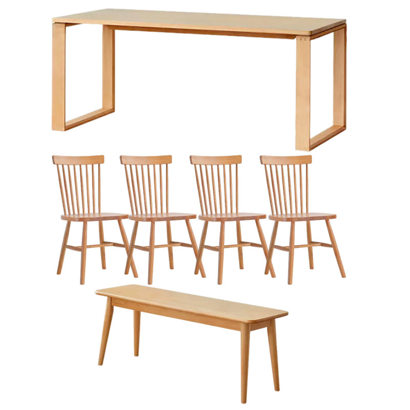 Rectangular Dining Set, 29.52"H x 82.67"L x 33.46"W