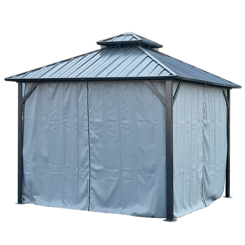Elisha Patio Aluminum Gazebo, Gray, 115" H x 120" W x 120" D