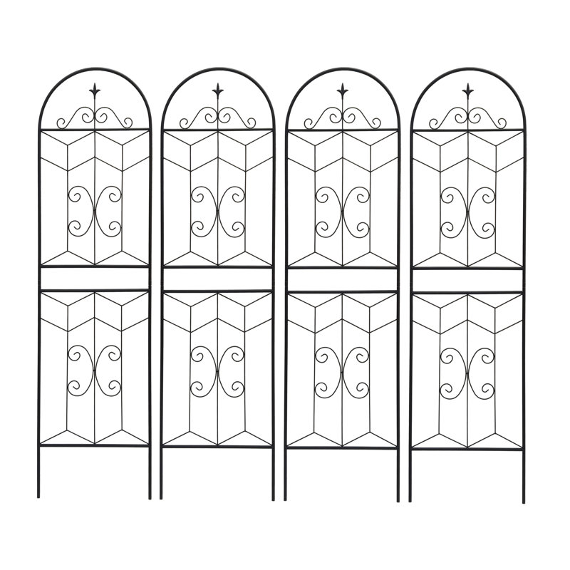 Ensemble de 4 treillis de jardin en métal 71 po x 19,7 po antirouille pour plantes grimpantes