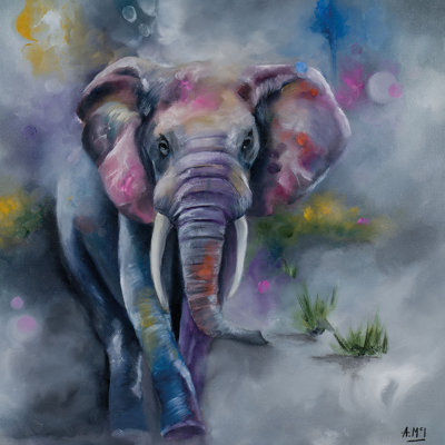 Elephant Stride by Alison Mcilkenny - Wrapped Canvas Canvas