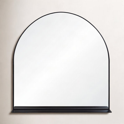 Keelin Metal Arch Wall Mirror with Shelves