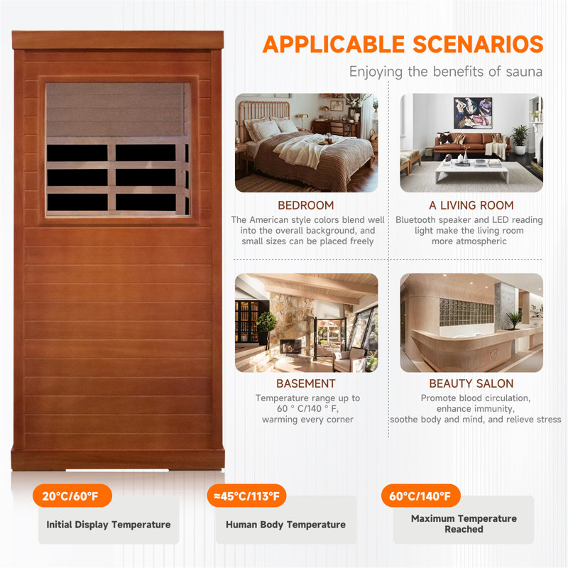 Chambre simple avec sauna à infrarouge, Marron foncé