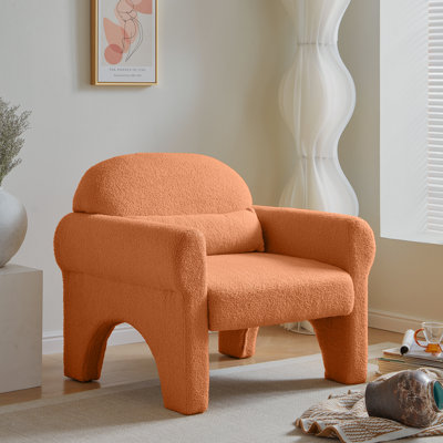 Stylish Orange Accent Chair With Lumbar Pillow For An Elegant Home Furnishing Piece - Luxurious Lambswool, Build, Versatile Furniture Addition Soft Enhancement