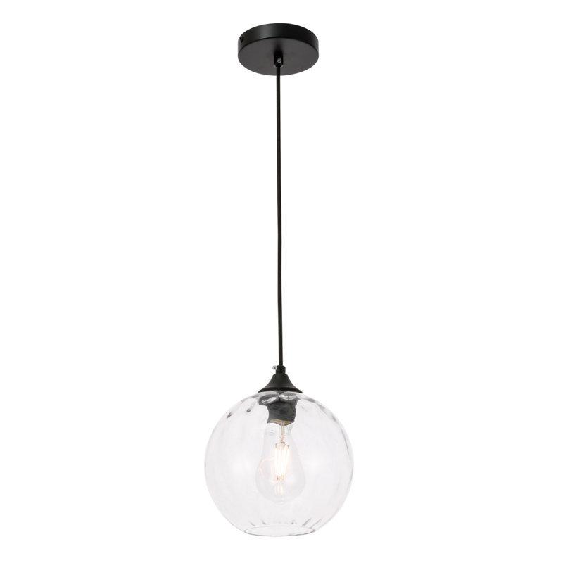 Luminaire suspendu sphère 1 lumière Douthit, Noir, H 8,8 po x l 7,9 po x P 7,9 po
