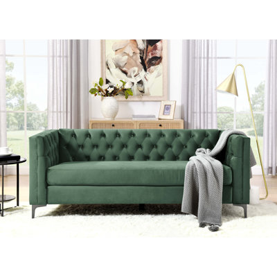 78"" Mid Century Modern Velvet Luxury Chesterfield Sofa -  House of HamptonÂ®, 7B6707FE63DC4E90B345AA43BEC3C6BC