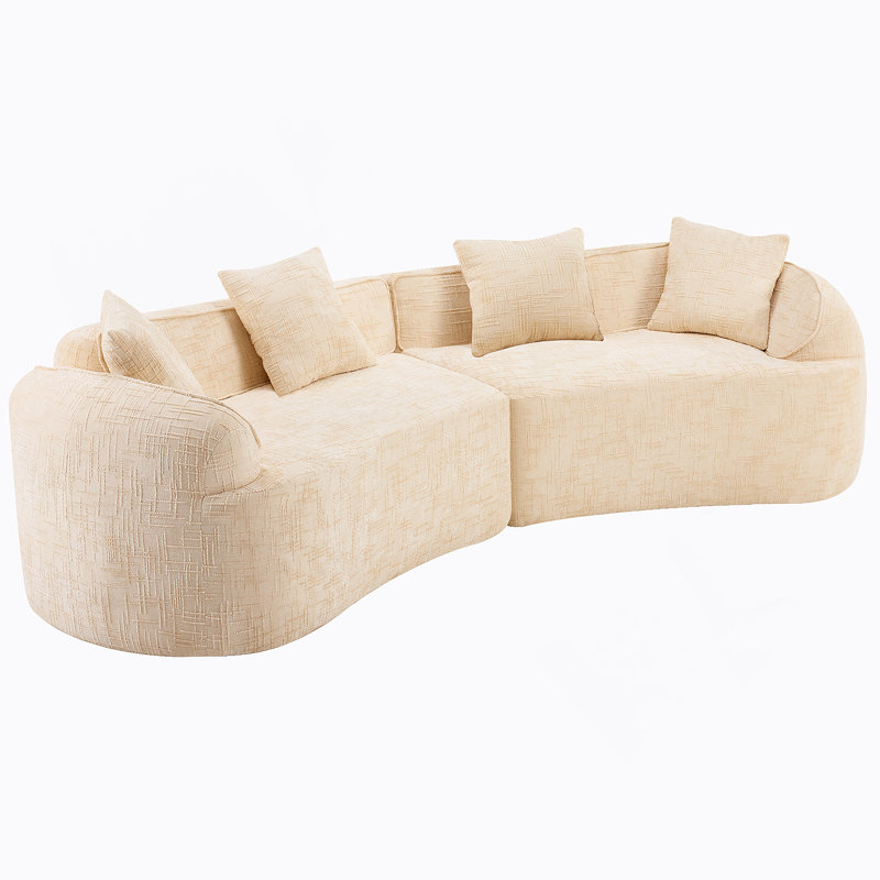 Canapé beige courbé et compressé, conception créative de style nordique pour le salon, confortable, doux et adapté à de multiples cas de figure
