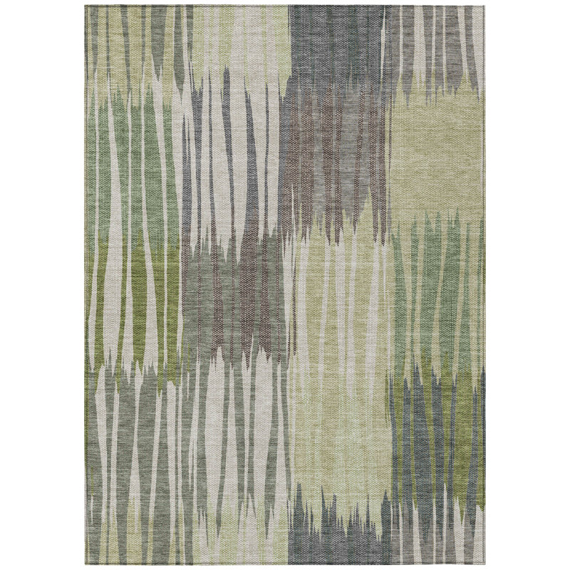 Machine Washable Indoor/Outdoor Chantille ACN2896 Striped Rug, Aloe, 3' x 5'