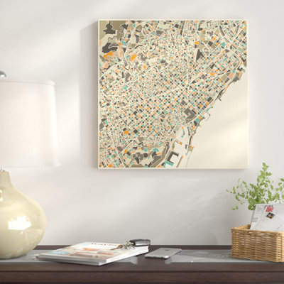 « abstract city map of barcelone », impression sur toile tendue