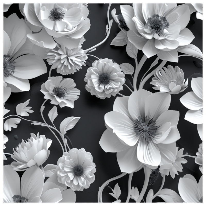Tapis de bain floral noir, 24in W x 17in L