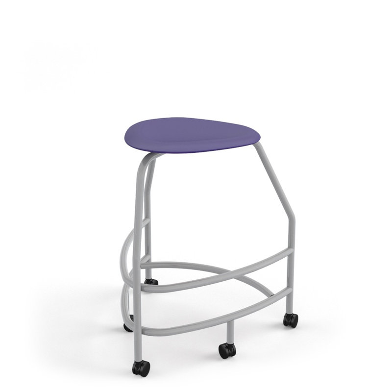 Tabouret 360, H 30 po, roulettes à compression, Marine