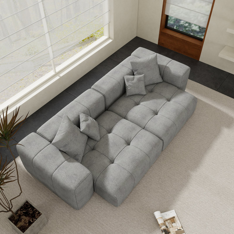 Canapé modulaire en tissu de lin 2 pièces Kay Crumley, Gris