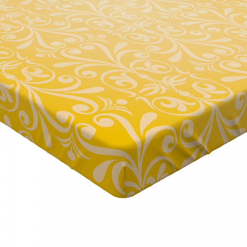 Microfiber Fitted Sheet, Twin Fitted Sheet, Damask, Yellow