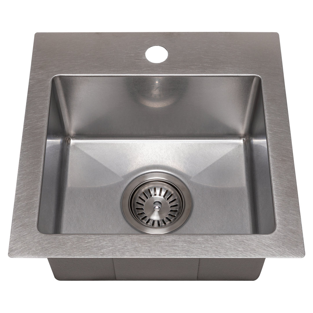 ZLINE 15 in. Donner Topmount Single Bowl Satin Stainless Steel Bar Kitchen Sink (STS-15S) ZLINE