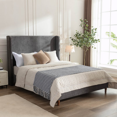 Mozter Upholstered Wingback Platform Bed