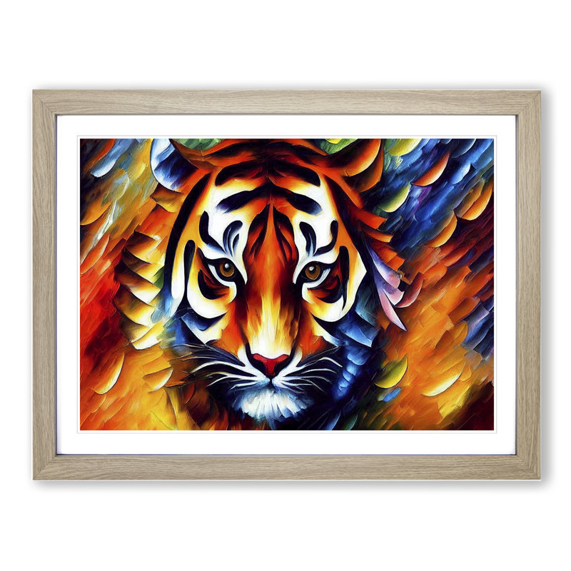 Tiger Vol.1 Abstract - Single Picture Frame Painting, 25cm H x 34cm W x 2cm D, Oak Framed