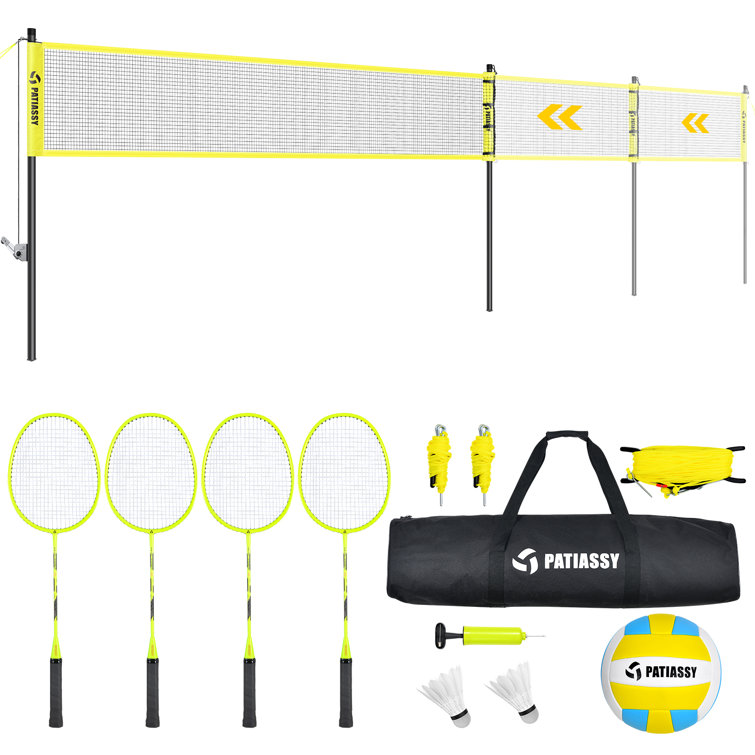32ft, 26ft and 20ft Width and Height Adjustable Volleyball and Badminton Combo Set with Net