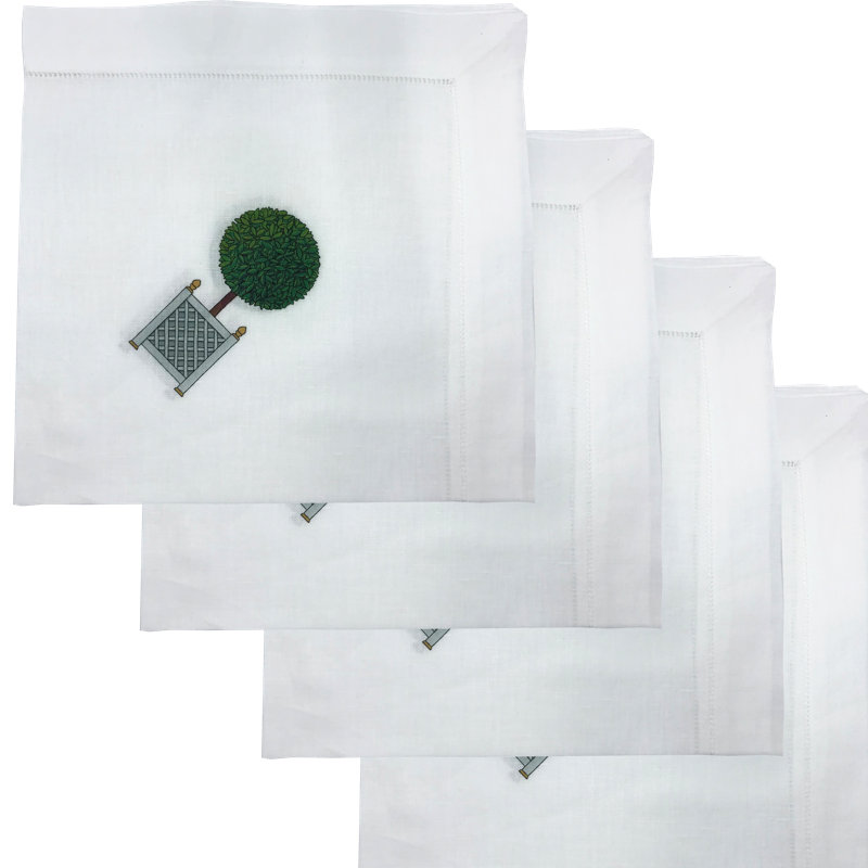 Timothy Corrigan Topiary Corners Cotton Sateen Dinner Napkins