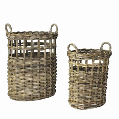 Ensemble de paniers parapluie en rotin 2 pièces
