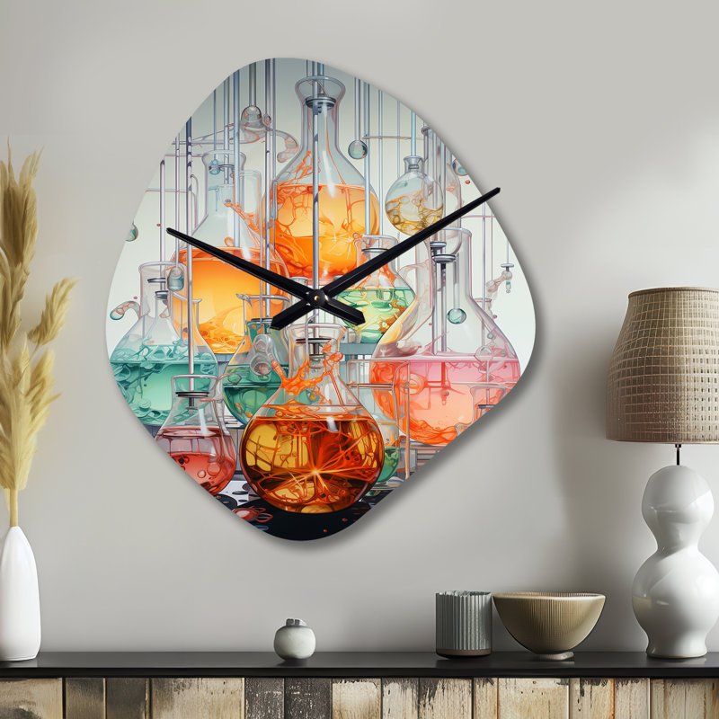 Horloge murale en métal à forme unique de laboratoire scientifique, Grand