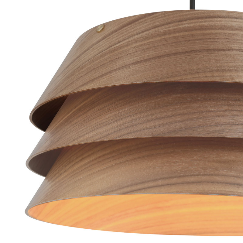  Luminaire suspendu 1 lumière 13 po Aalto en noyer foncé, 13 pouces, Noyer foncé