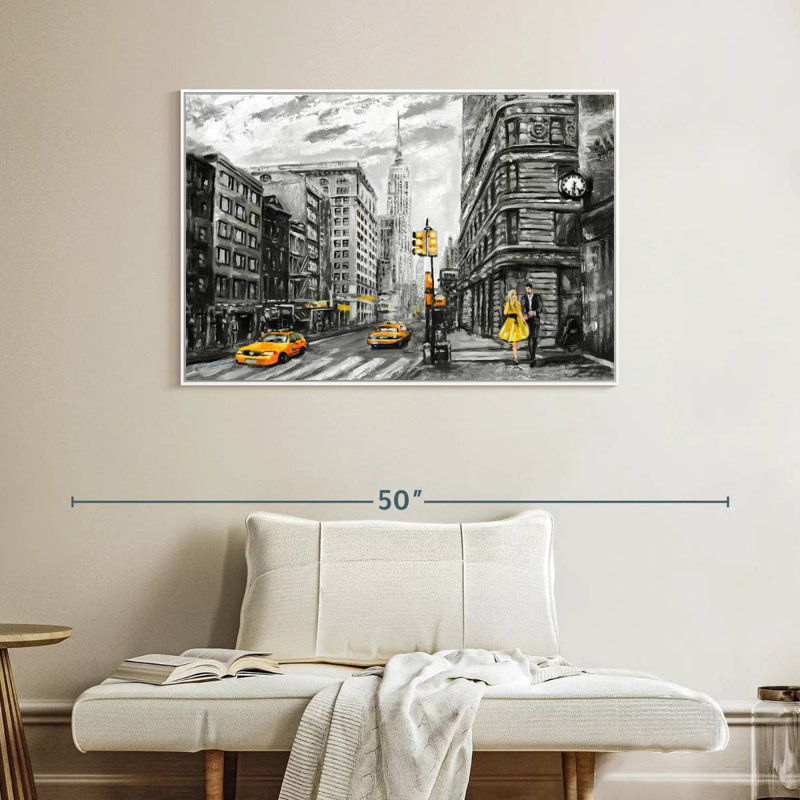 NYC, Cadre flottant blanc, 40 po x 27 po