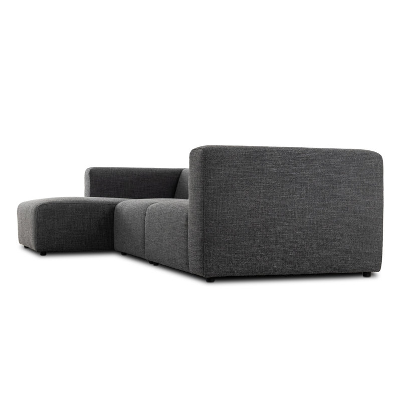 Lawndale 3PC LAF Sectional-Saxon Charcoal, Left Hand Facing, Saxon Charcoal Polyester Blend