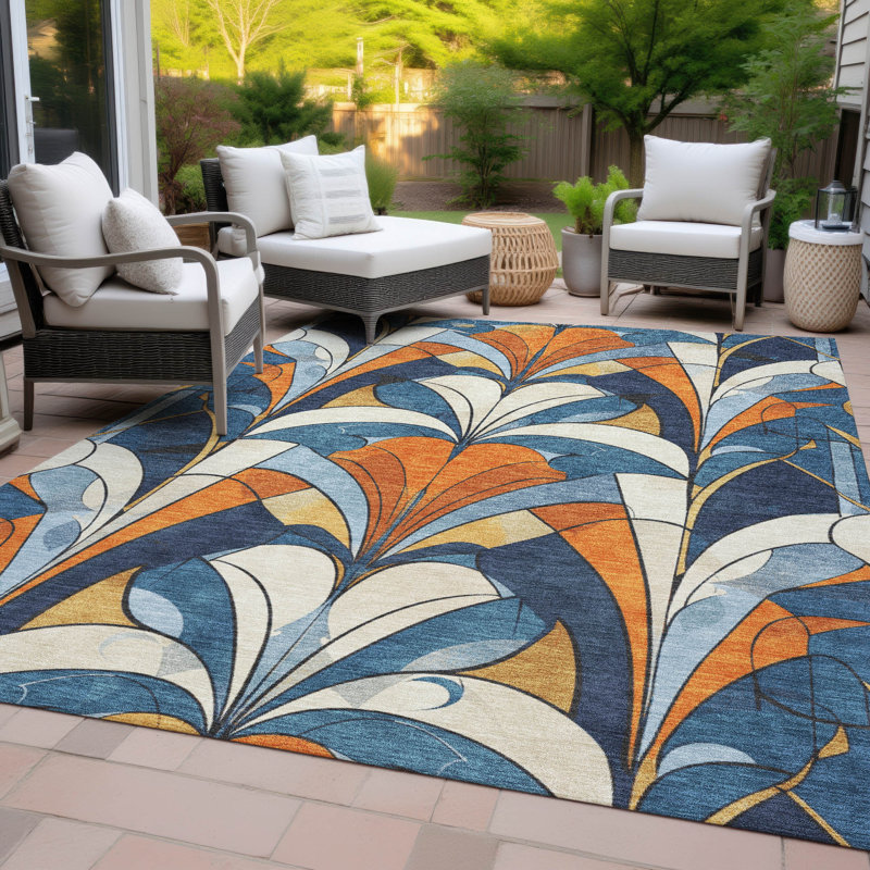 Machine Washable Indoor/Outdoor Arline ACN2174 Modern Rug, Rectangle 10' x 14'
