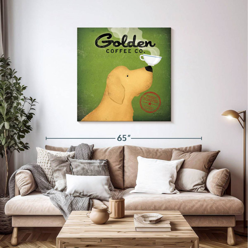 Yarlin Golden Coffee Co sur fond vert, H 39 po x l 39 po