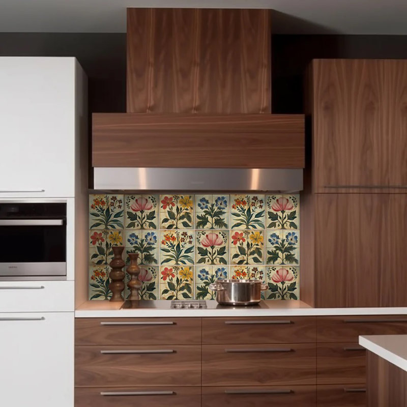 Carrelage mosaïque floral en vinyle 6 po x 6 po (ensemble de 24)