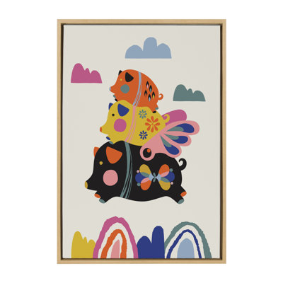 «Flying Pigs» par Rachel Lee, 3 oiseaux, reproduction d'art sur toile encadrée