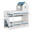 Lit superposé simple au-dessus de simple avec tiroirs et tablettes de rangement, escalier de rangement et éclairage DEL-277031336