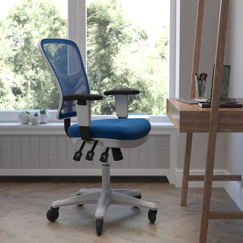 Chaise ergonomique , Bleu, Blanc