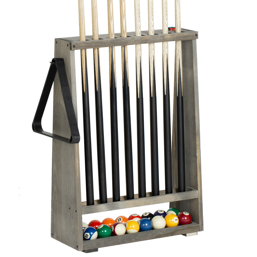 Solid Wood Floor Pool Cue Rack MyGift