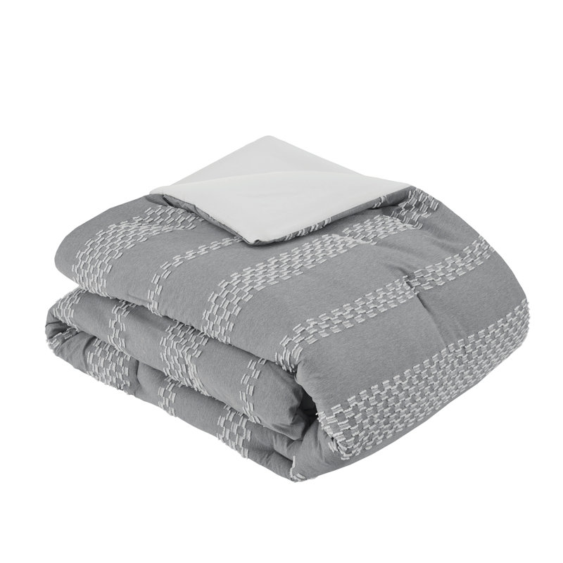Gray Full Microfiber Jacquard Comforter Set with Shams