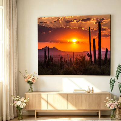 Cactus coucher de soleil, affiche d'art