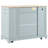Fluted Kitchen Island With Trash Can Storage Cabinet, Power Outlet, Internal Storage Rack, Rolling Kitchen Islands On 5 Wheels With 3 Drawer, 3 Open Side Racks For 10 Gallon Garbage Bin-2015713064