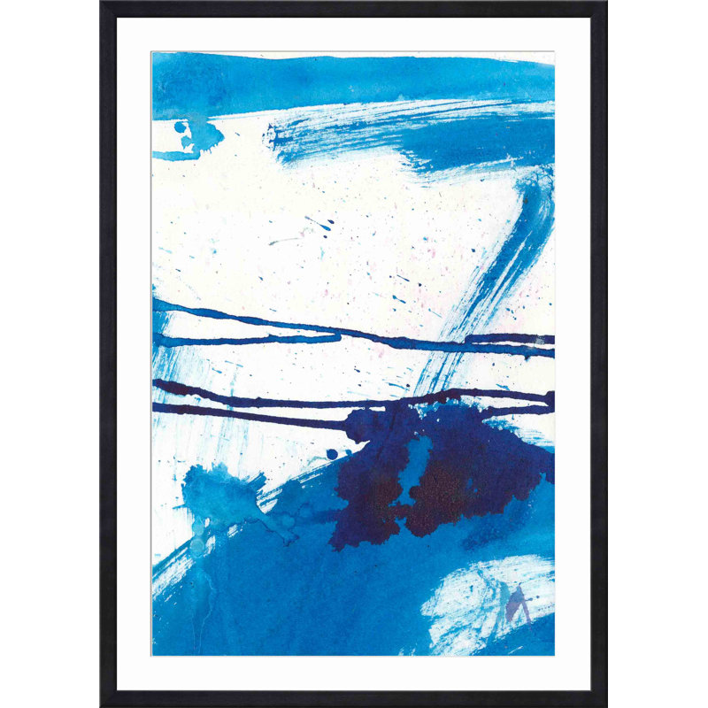 «Blue Mystic I» par Joyce Combs - peinture encadrée, Noir, H 48 po x l 32 po